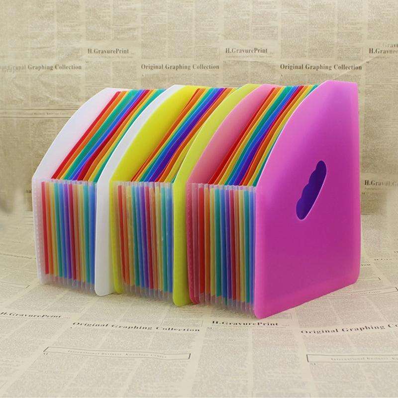 Standing Organ Clip Student Test Paper Storage Clip(White Surface (Rainbow Inner Page))