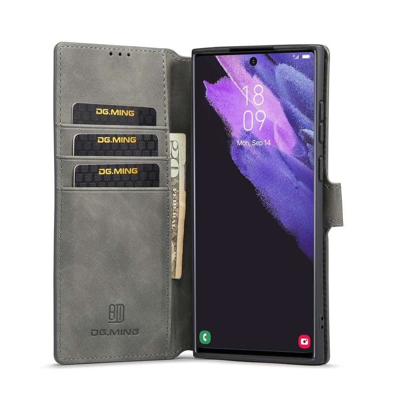 For Samsung Galaxy S22 Ultra DG.MING Retro Oil Side Horizontal Flip Leather Case with Holder & Ca...