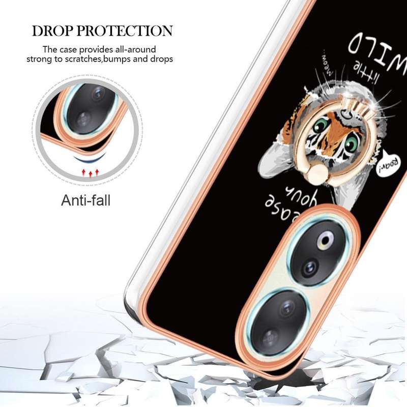 For Honor 90 5G Electroplating Dual-side IMD Phone Case with Ring Holder(Natural Growth)
