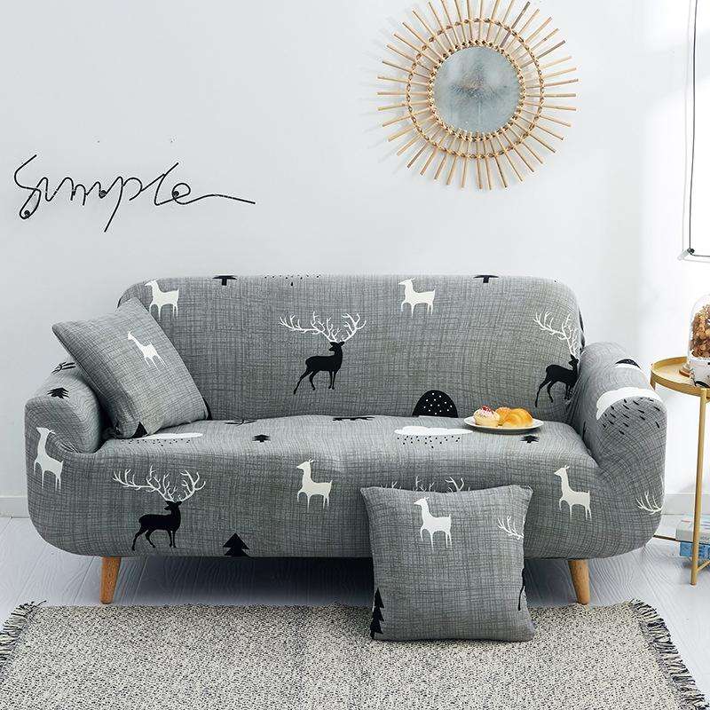 Fabric High Elastic All Inclusive Lazy Sofa Cover, Size: 3 Persons(Wind Cloud Gray)