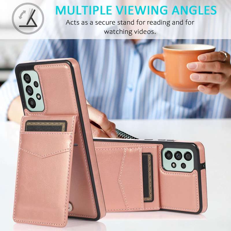 For Samsung Galaxy A33 5G Solid Color PC + TPU Protective Case with Holder & Card Slots(Rose Gold)