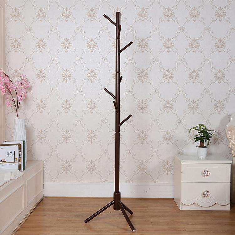 Creative Tree-shaped Solid Wood Floor Hatstand Clothes Hanging Rack,Size: 176x48x48cm (Coffee)