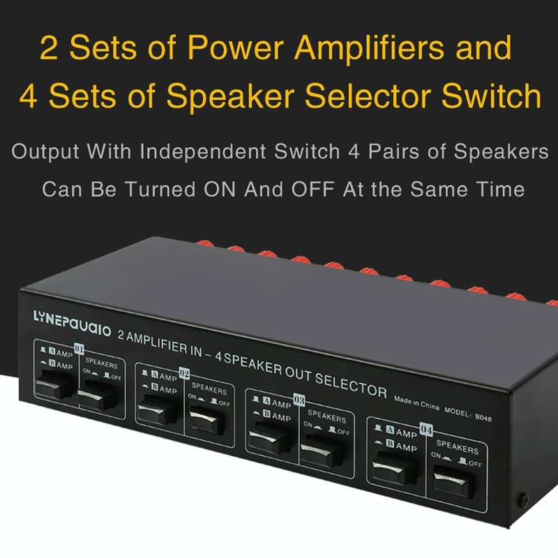 2-in 4-out Power Amplifier Speaker Switcher Splitter Comparator 300W Per Channel Without Loss Of ...