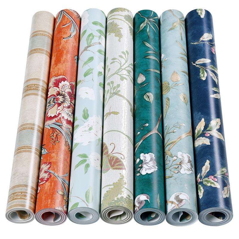0.53x5m 3D StereoRetro Self-Adhesive Non-Woven Wallpaper Pastoral Flower Bedroom Living Room TV B...