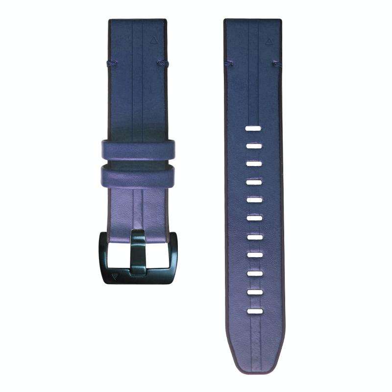 For Garmin Fenix 6 Silicone + Leather Quick Release Watch Band(Blue)