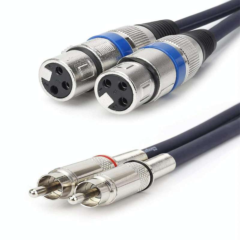 2RCA Male 2XLR Caron Female Speaker Audio Balance Cable, Length:0.5m