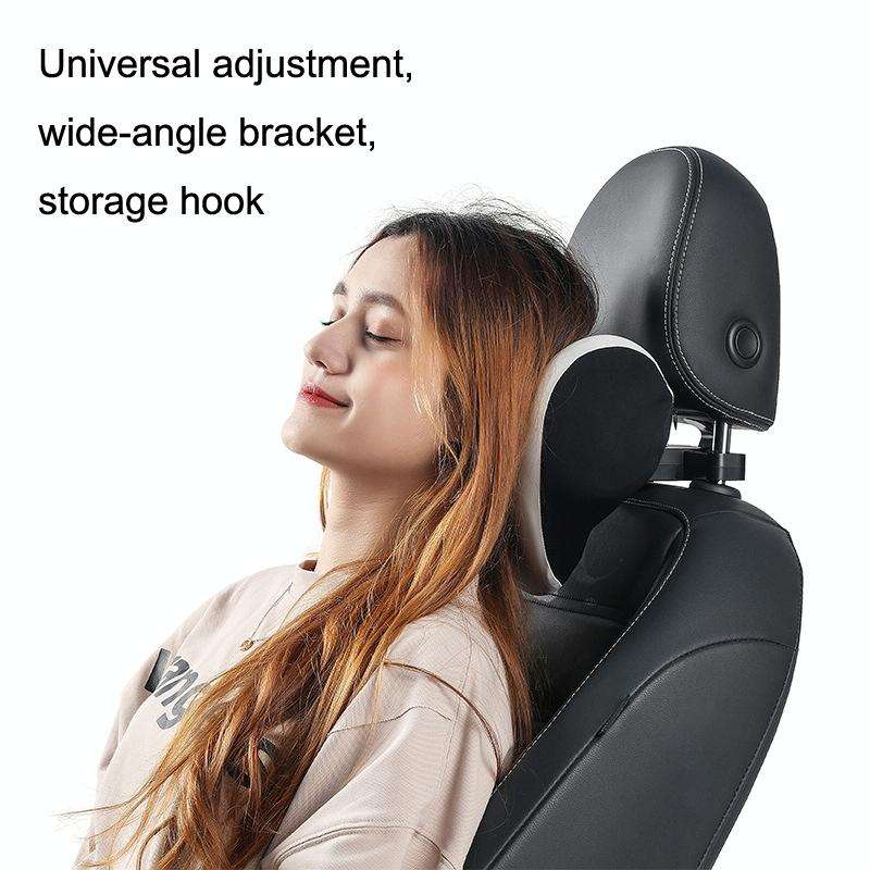A09 Car Seat Headrest Memory Foam Comfortable Neck Pillow, Style: With Stand (Black)