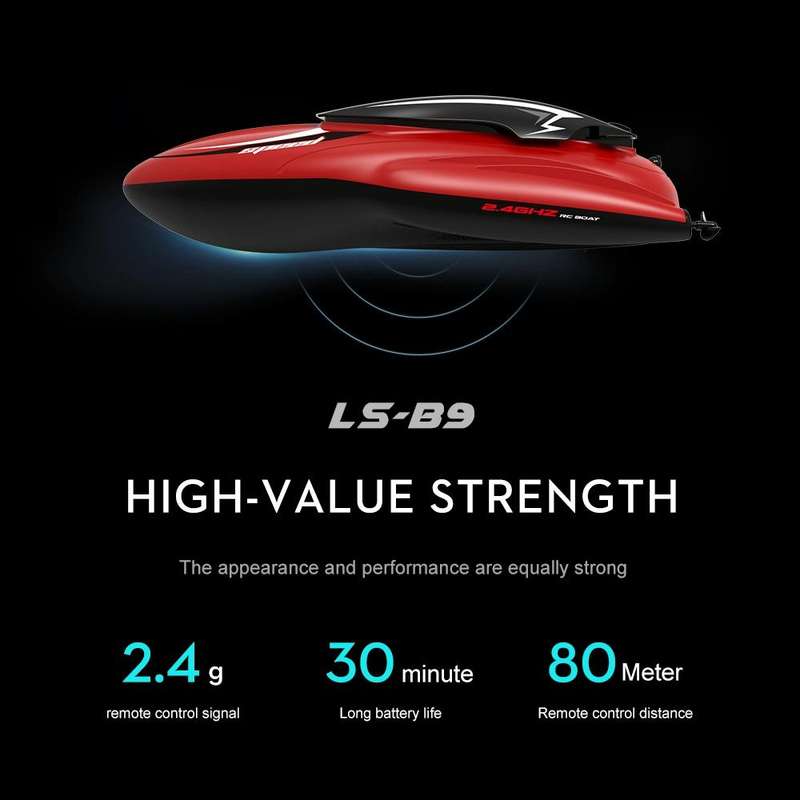 LSRC B9 2.4G Double Propeller Remote Control Boat Water Toy Racing Rowing(Red)