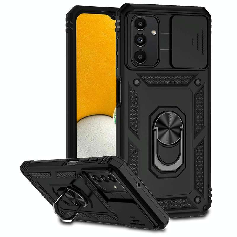 For Samsung Galaxy A13 4G Sliding Camshield Holder Phone Case(Black)