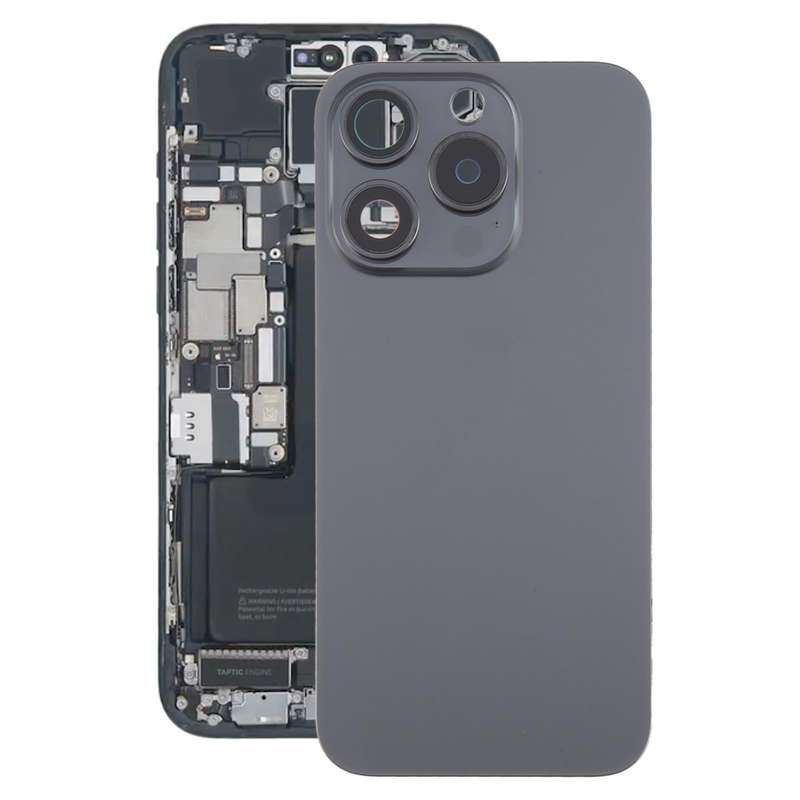 For iPhone 15 Pro Battery Back Cover with Camera Lens Cover + MagSafe Magnet(Black)