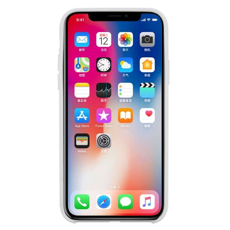For iPhone X / XS Pure Color Liquid Silicone + PC Dropproof Protective Back Cover Case(White)