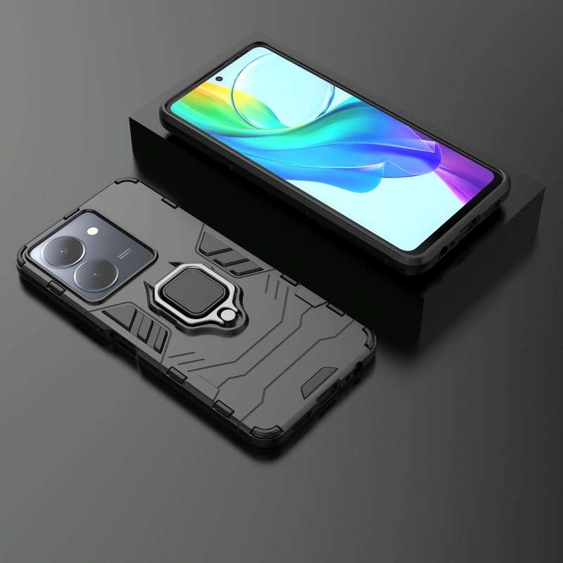 For vivo Y78 / Y36 Magnetic Ring Holder PC + TPU Phone Case(Black)
