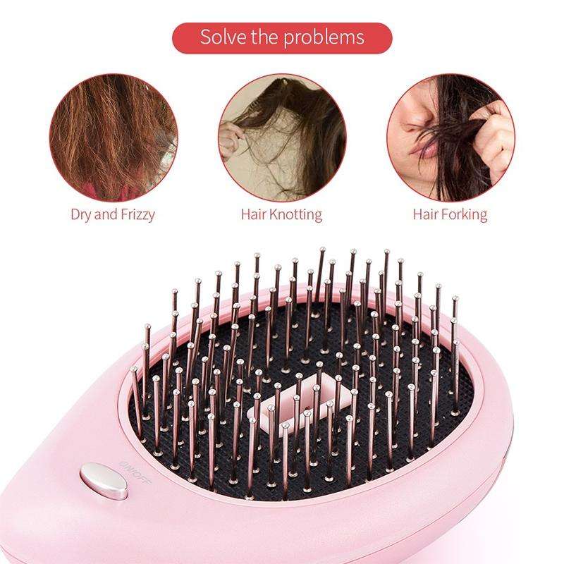 Portable Electric Hair Ionic Brush Hair Straightener Brush Negative Ion Comb Anti-static Massage ...