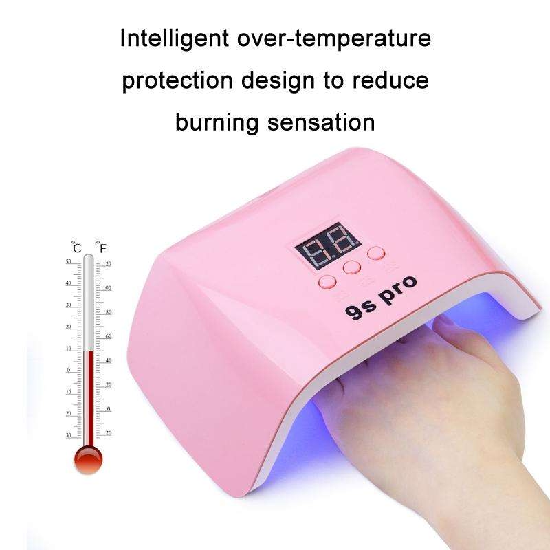 9S Pro 120W Dual Light Source Phototherapy Machine Smart Nail Lamp(Pink)