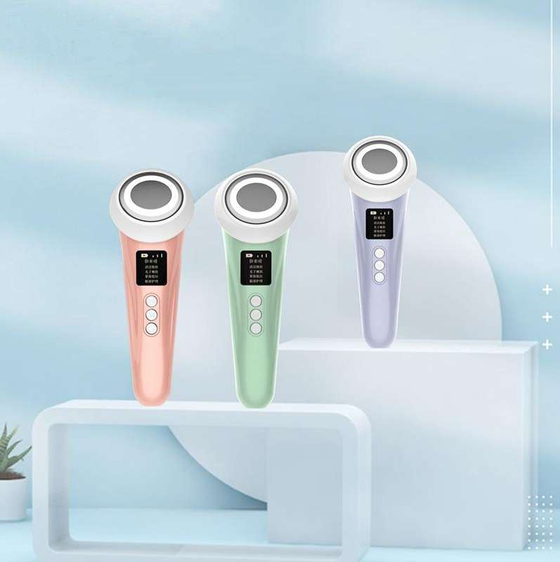 Facial Ultrasonic Iontophoresis Micro-Current Color Light Skin Rejuvenation Device(Light Purple)