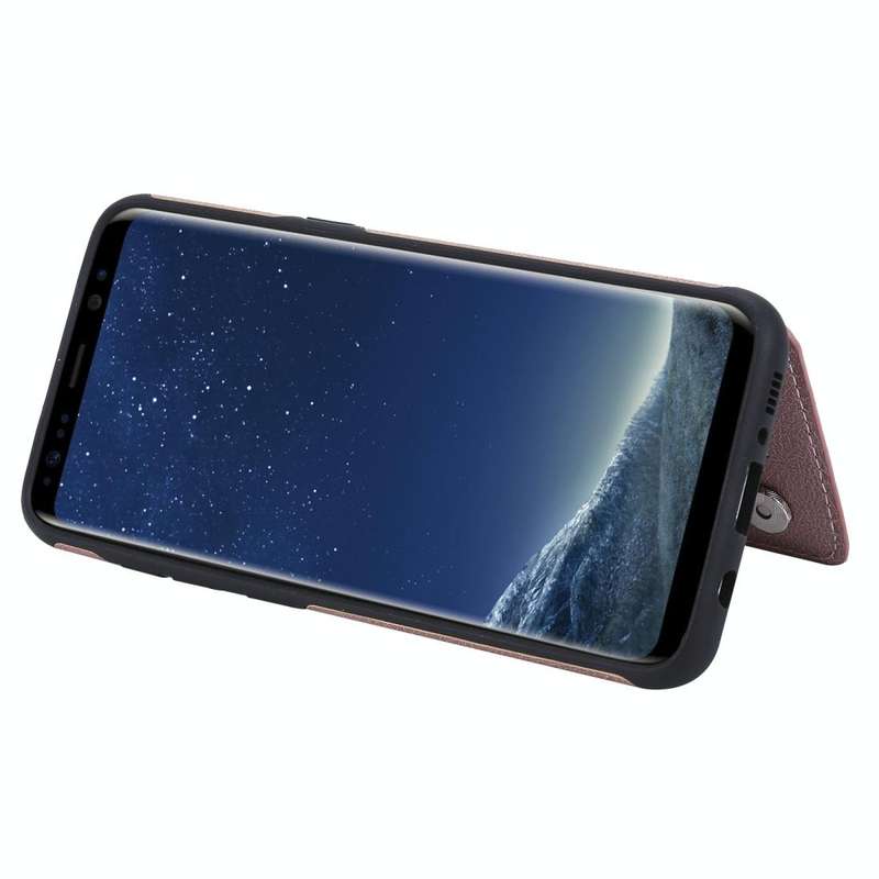 For Galaxy S8 Solid Color Double Buckle Zipper Shockproof Protective Case(Rose Gold)