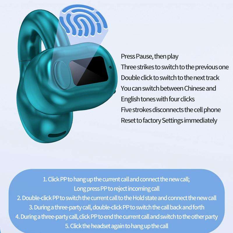 M10 IPX5 Waterproof Ear Clip Bluetooth Earphones, Style: Single Black