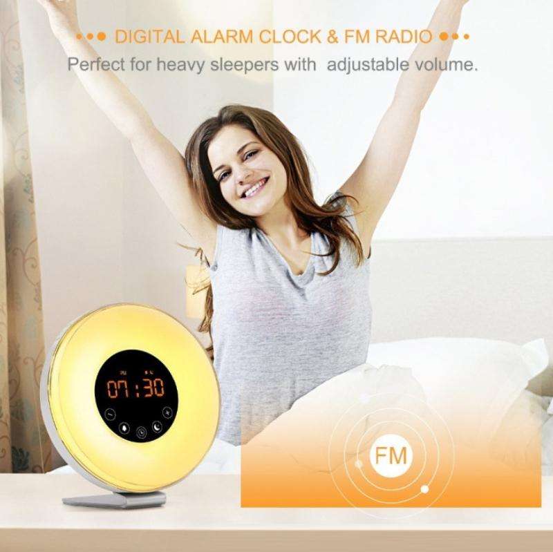 Simulated Sunrise And Sunset Sleep Light Alarm Clock with FM Radio(EU Plug)
