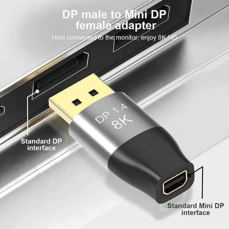 DP1.4 8K DP Male to Mini DP Female Two-Way Mutual Conversion HD Conversion Adapter