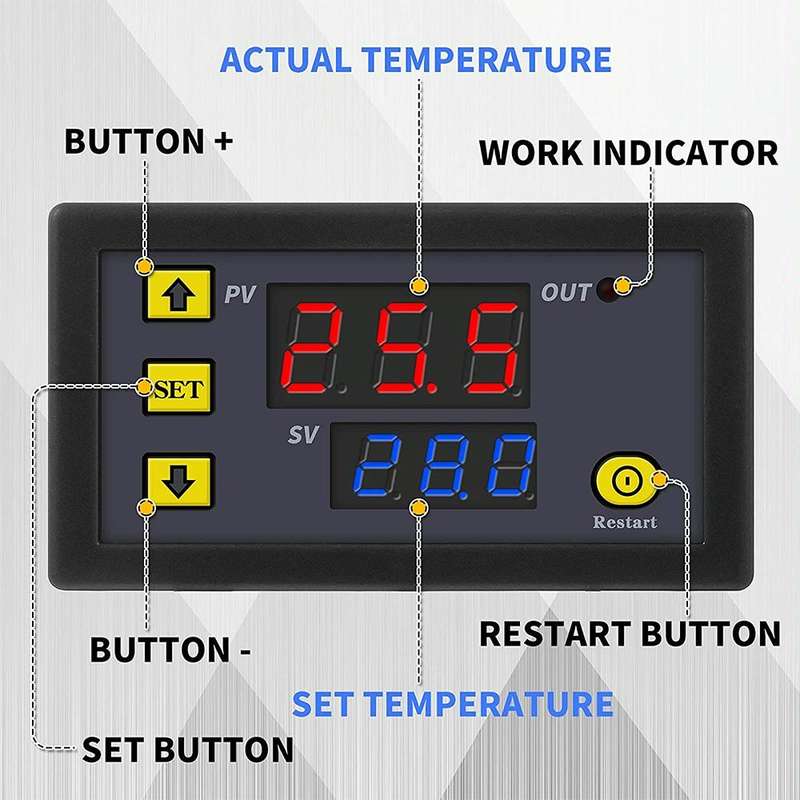 High-precision Microcomputer Intelligent Digital Display Switch Thermostat, Style:12V Power Suppl...
