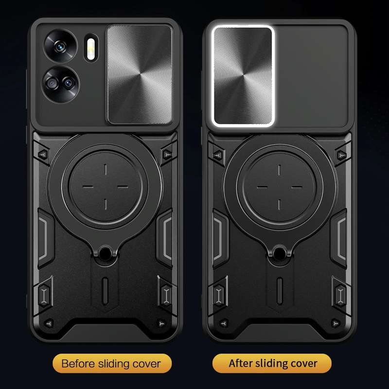 For Honor 90 Lite 5G CD Texture Sliding Camshield Magnetic Holder Phone Case(Black)