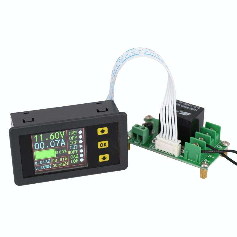 90V 20A Color Dual-Display Voltage Current Meter Charge Discharge Measurement Counter with Relay