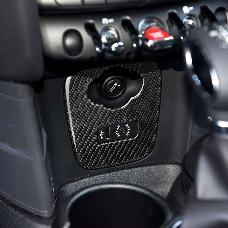 Car F Chassis Cigarette Lighter Cover Panel Carbon Fiber Decorative Sticker for BMW Mini Cooper F...