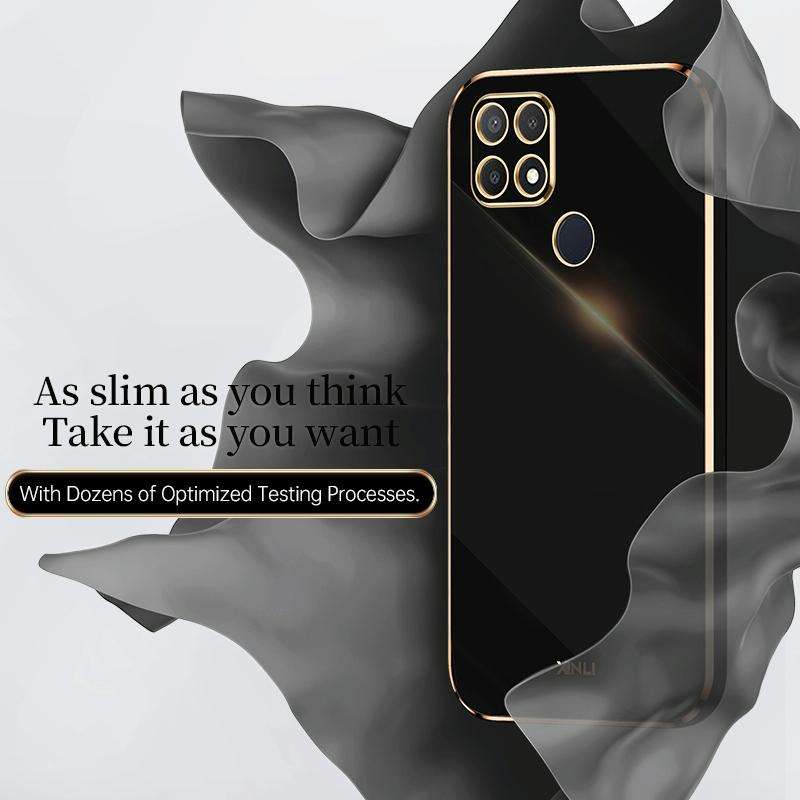 For OPPO A15 XINLI Straight 6D Plating Gold Edge TPU Shockproof Case(Celestial Blue)