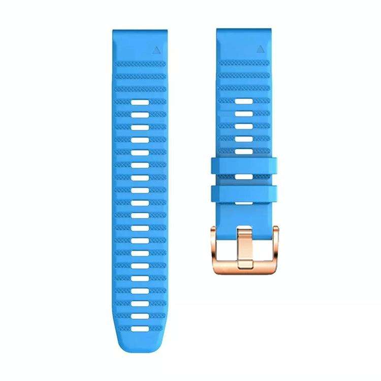 For Garmin Fenix 7S / 6S Pro / 5S Plus 20mm Rose Gold Buckle Quick Release Silicone Watch Band(Blue)