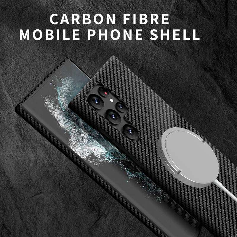 For Samsung Galaxy S22 Plus 5G Carbon Fiber Texture MagSafe Magnetic Phone Case(Green)