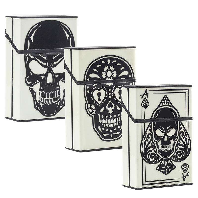 Luminous Cigarette Case Personalized Automatic Snap Cover Storage Cigarette Case(White Eyes)
