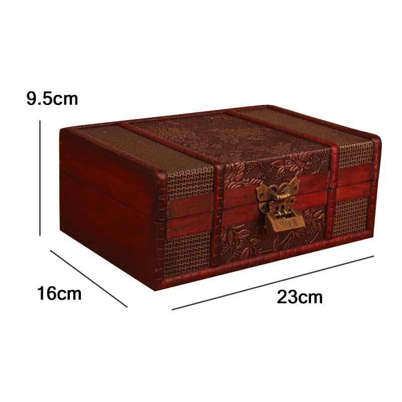 Desktop Book Finishing Retro Box Wooden Jewelry Storage Box With Lock, Size: 23cmx16cmx9.5cm(Chin...