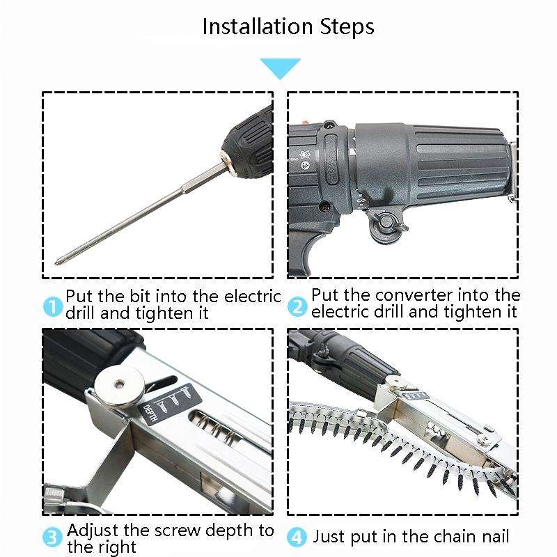 JieLi Chain Belt Screw Converter Electric Screwdriver On Gypsum Board Tool With 50 Chains Strap