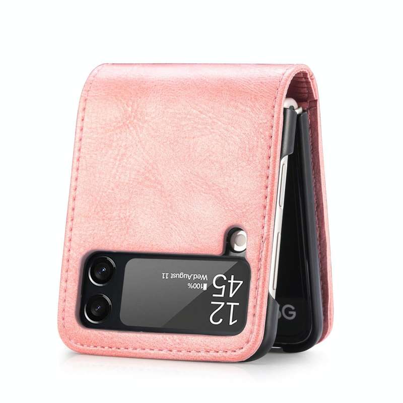 For Samsung Galaxy Z Flip3 5G Vertical Flip Card Slot Leather Phone Case(Pink)