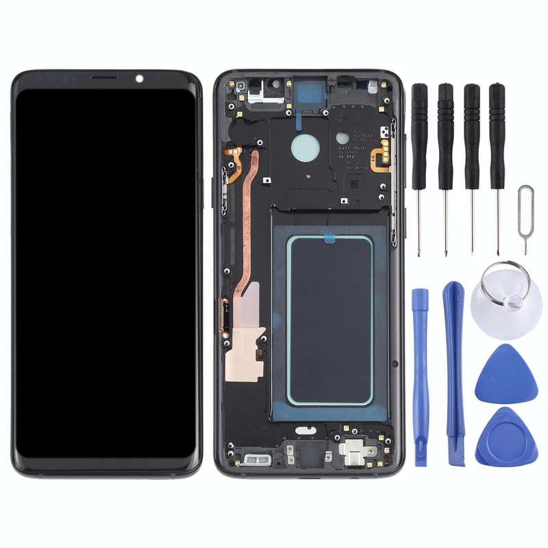 OLED LCD Screen for Samsung Galaxy S9+ SM-G965 Digitizer Full Assembly with Frame (Black)