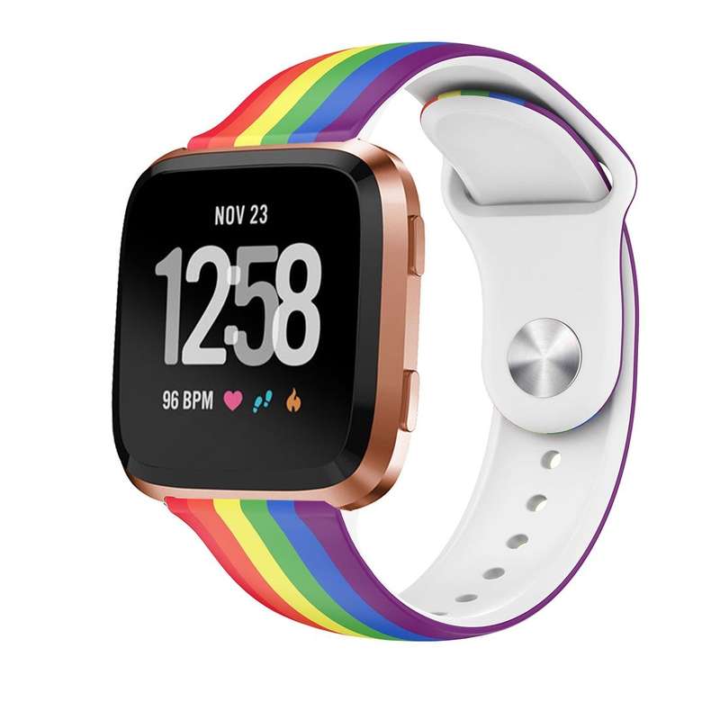 For Fitbit Versa 2 / Lite 22mm Reverse Buckle Printed Silicone Watch Band(Brown Leopard)