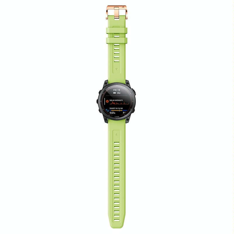 For Garmin Fenix 6S 20mm Rose Gold Buckle Silicone Watch Band(Green)