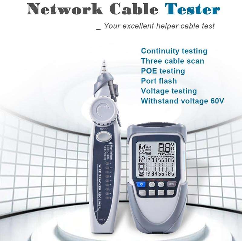 ET612 Network Cable Tester Wire Tracker Battery Voltage POE Test Multi-function Cable Tester