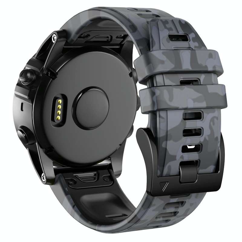 For Garmin Fenix 7X Camouflage Silicone Watch Band(Grey)