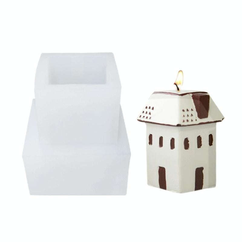 DIY Christmas Candle Aromatherapy Gypsum Silicone Mold, Shape: Snow House 3