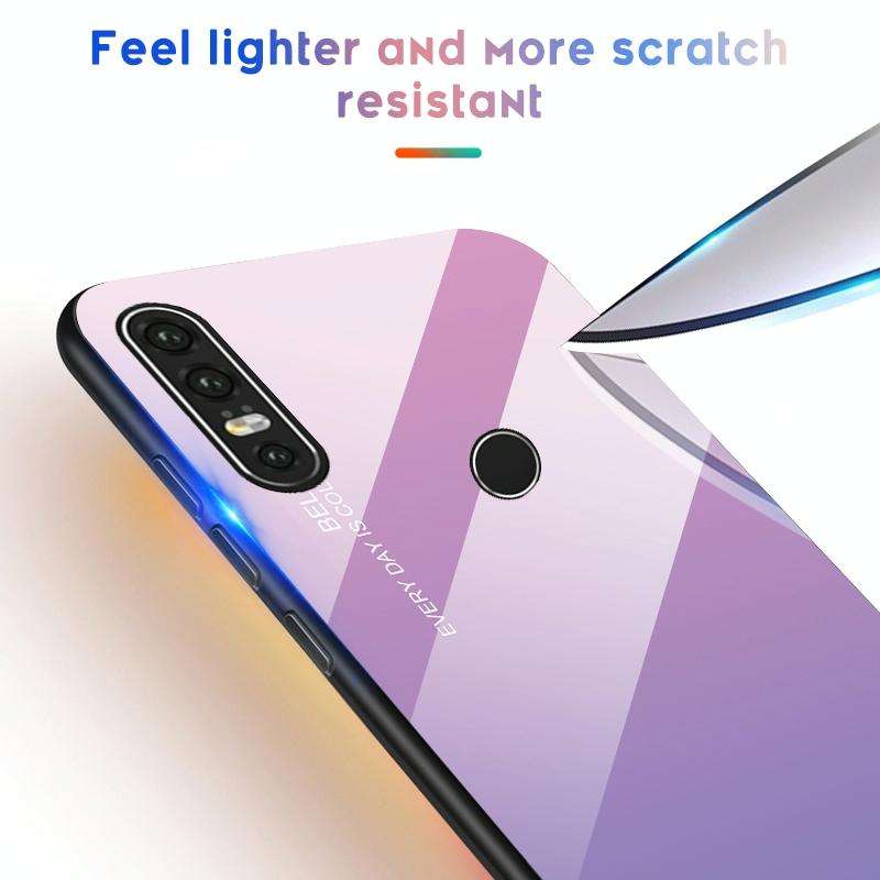 For Huawei P30 Lite Gradient Color Glass Case(Red Blue)