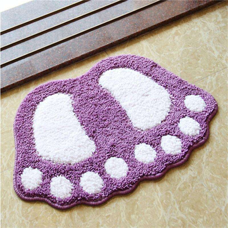 Foot-shaped Non Slip Shaggy Soft Water Absorption Bedroom Bathroom Carpet Mat, Size: 40x60cm(Purple)