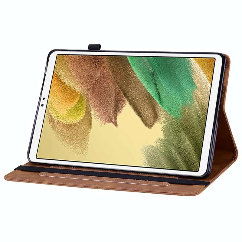 For Samsung Galaxy Tab A7 Lite T220 Skin Feel Solid Color Zipper Leather Tablet Case(Brown)