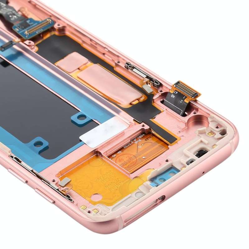 OLED LCD Screen for Samsung Galaxy S7 Edge / SM-G935F Digitizer Full Assembly with Frame (Pink)