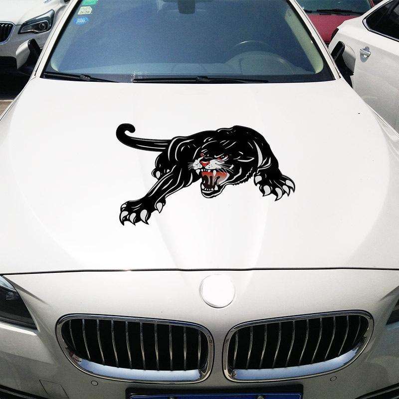 2pcs Colorful Black Panther Car Hood Door Reflective Sticker(Head Towards The Left)