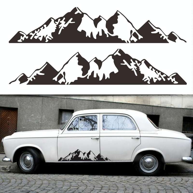 2 PCS/Set D-750 Mountain Pattern Car Modified Decorative Sticker(Black)