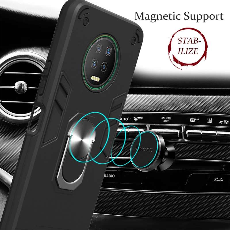 For Infinix X690 / Note 7 Armour Series PC + TPU Protective Case with Ring Holder(Black)