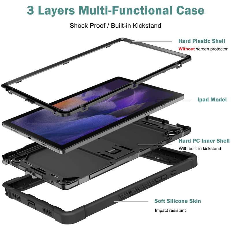 For Samsung Galaxy Tab A8 10.5 2021 Silicone + PC Shockproof Protective Tablet Case with Holder(B...