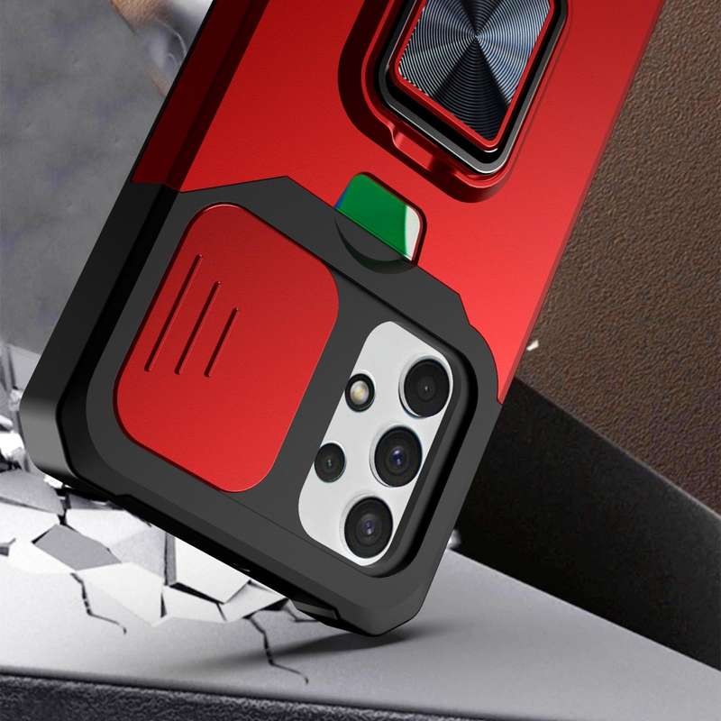 For Samsung Galaxy A32 4G Sliding Camera Cover Design PC + TPU Shockproof Case with Ring Holder &...