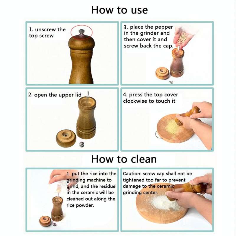 10 inch Length Classical Wooden Pepper Spice Salt Mill Grinder Muller